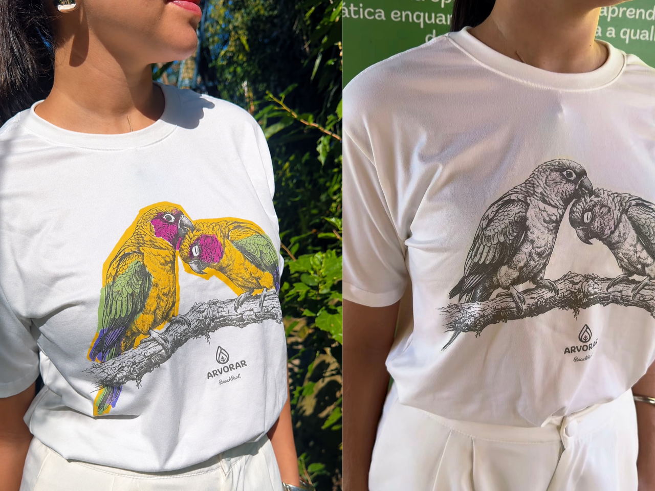 Camiseta feita de PET muda ed cor quando exposta à luz solar. (Foto: divulgação).